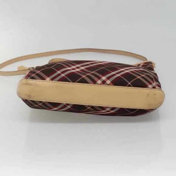 BURBERRY Nova Check Blue Label Shoulder Bag Canvas Red Silver Auth bs27656 - Picture 10 of 15